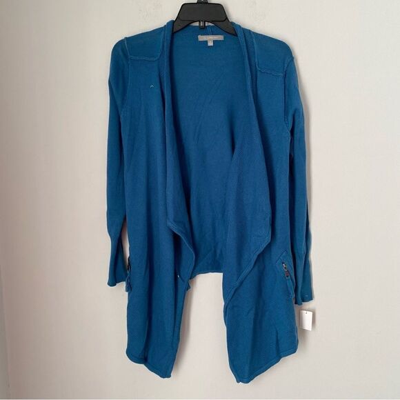 NY Collection Women’s Waterfall Open Front Blue Knit Cardigan size S - Picture 1 of 3